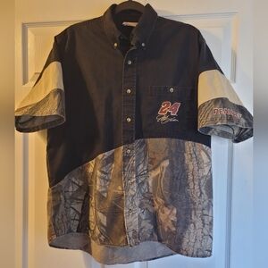 Vintage Nascar Camo Button Up. Size Large. Number 24 Jeff Gordon